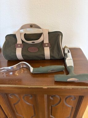 Brookstone Heritage Gardening Tools with  Green Canvas Mini Duffle Bag